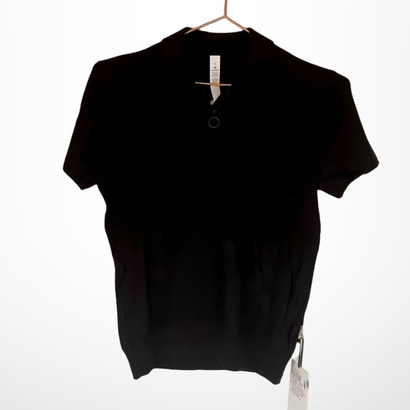 Lululemon City Calm Cashmere Knit Polo‎ Sweater Black Blouse - Picture 6 of 6